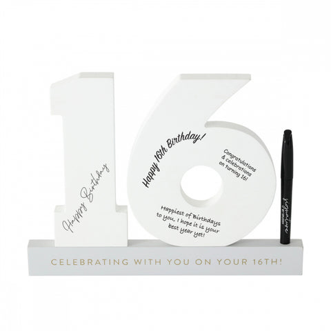 Image of 16th Wooden Signature Number White