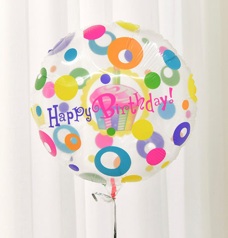Image of Clear Happy Birthday Cupcake Balloon 43cm