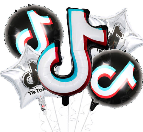 Image of Tik Tok Foil Balloon Bouquet Set 5pc