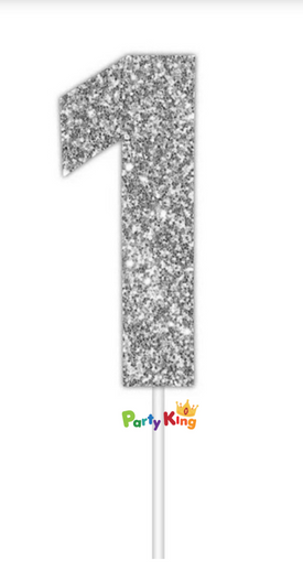 Glitter Cake Topper Silver No.1