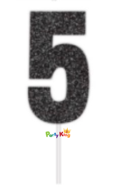 Glitter Cake Topper Black No.5