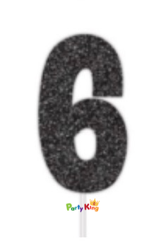 Glitter Cake Topper Black No.6