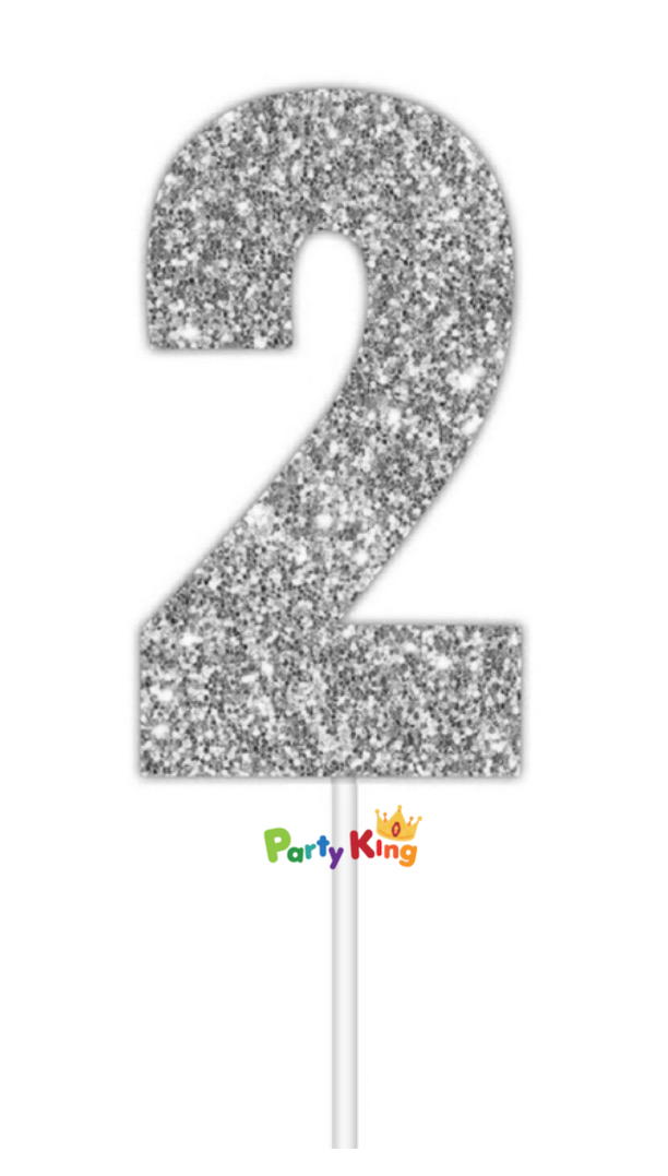 Glitter Cake Topper Silver No.2