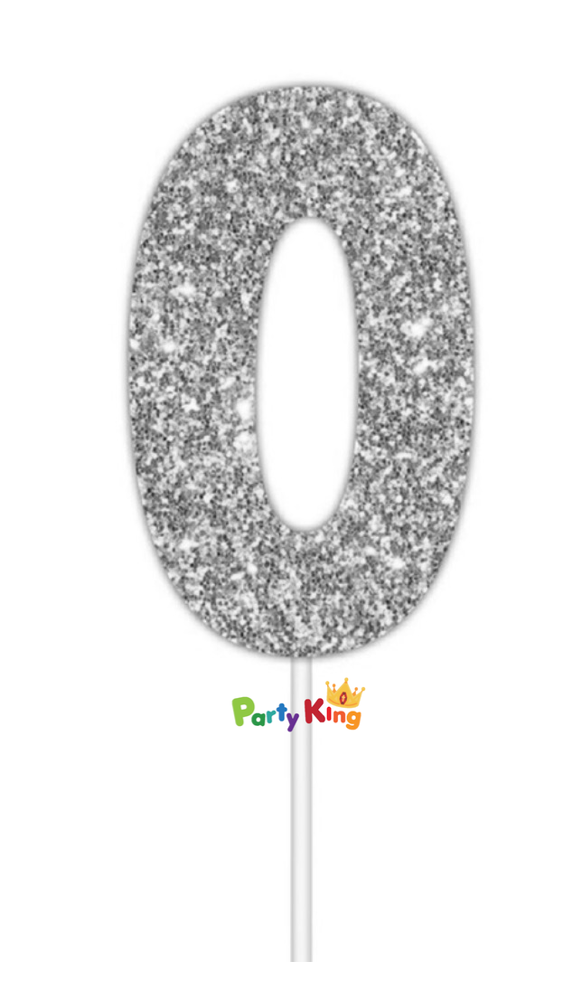 Glitter Cake Topper Silver No.0