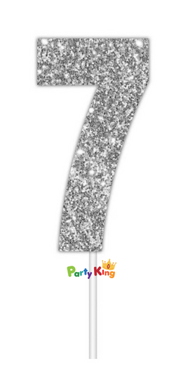 Glitter Cake Topper Silver No.7