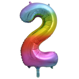 bright Rainbow “2” Numeral Foil Balloon 86cm (34”)