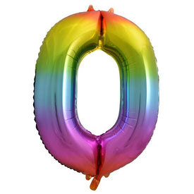 Bright Rainbow “0” Numeral Foil Balloon 86cm (34”)