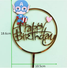 Captain America Happy Birthday Acrylic Cake Topper
