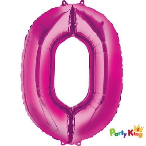 Bright Pink “0” Numeral Foil Balloon 86cm (34”)
