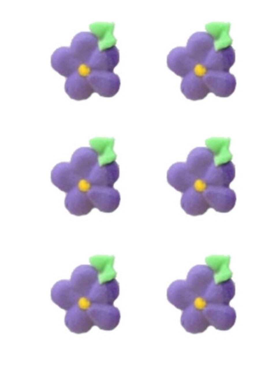 Edible sugar drop icing flower purple 