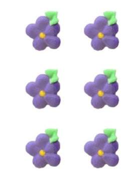 Edible sugar drop icing flower purple 