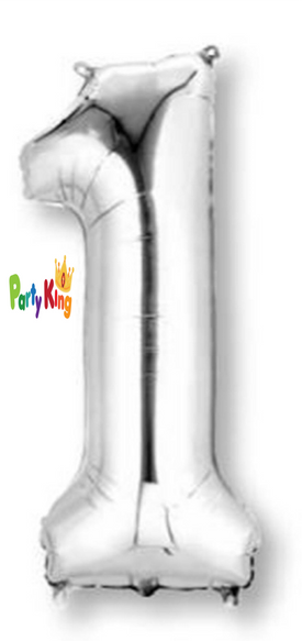 Silver “1” Numeral Foil Balloon 86cm (34”)