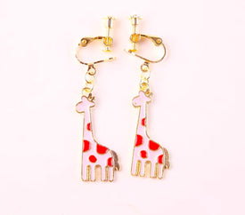 Pink Giraffes Clip Earring