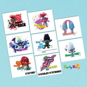 Trolls World Tour Metallic Tattoos Stickers