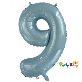 Pastel Blue “9” Numeral Foil Balloon 86cm (34”)