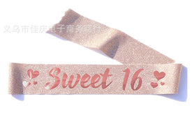 Sweet 16 Sash Glitter Rose Gold