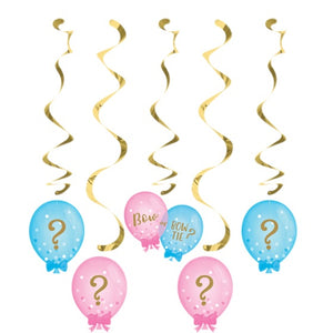 Gender Reveal Balloons Dizzy Dangles Hanging Swirls
