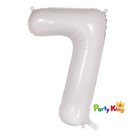 White “7” Numeral Foil Balloon 86cm (34”)