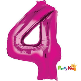 Bright Pink “4” Numeral Foil Balloon 86cm (34”)