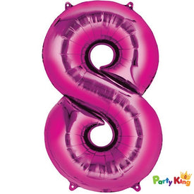 Bright Pink “8” Numeral Foil Balloon 86cm (34”)