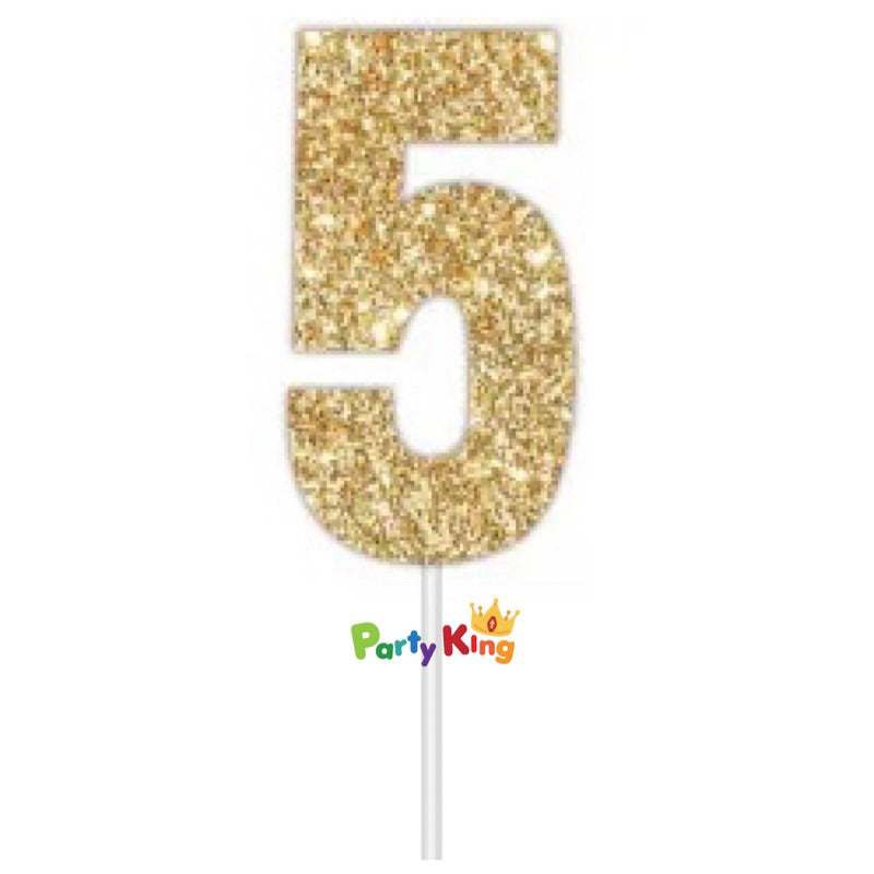 Glitter Cake Topper Gold No.5