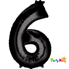 Black “6” Numeral Foil Balloon 86cm (34”)