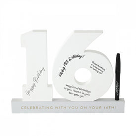 16th Wooden Signature Number White