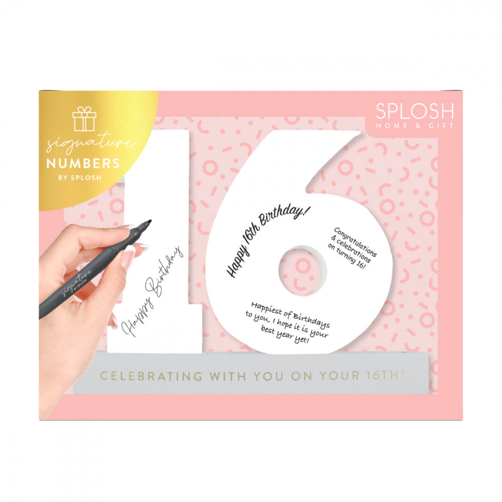 16th Wooden Signature Number White