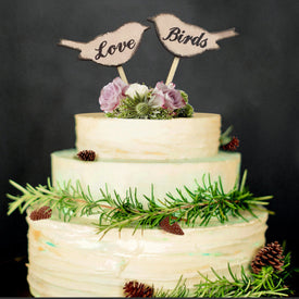 Love Bird Wooden Cake Topper