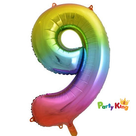 Bright Rainbow “9” Numeral Foil Balloon 86cm (34”)