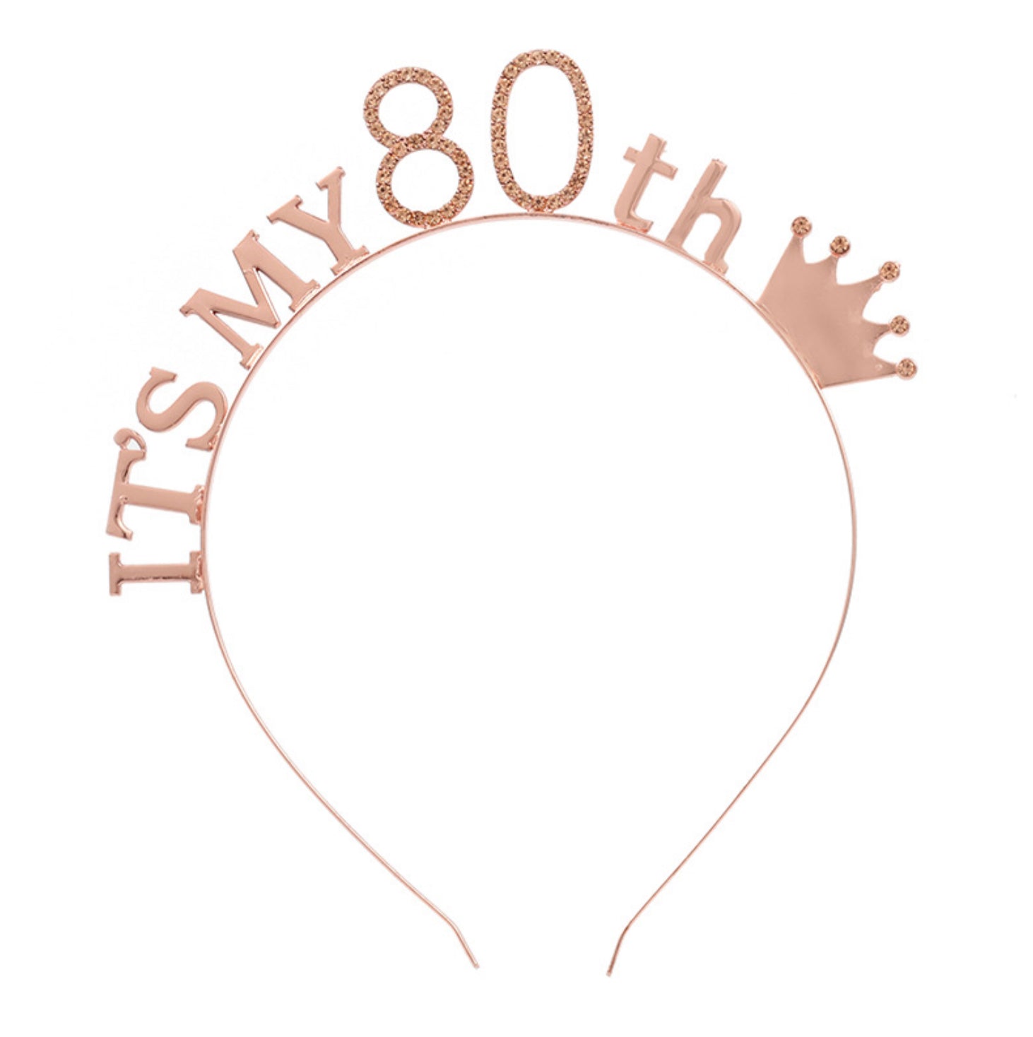 80th Headband Rose Gold With Rhinestone