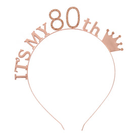 80th Headband Rose Gold With Rhinestone