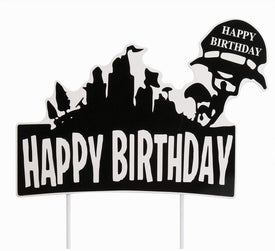 Battle Royal Black Happy Birthday Cake Topper