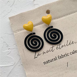 Heart and Black Spiral Clip Earring