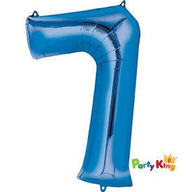 Bright Blue “7” Numeral Foil Balloon 86cm (34”)
