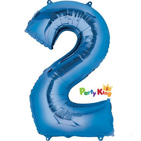 Bright Blue “2” Numeral Foil Balloon 86cm (34”)