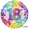 Colourful Confetti Foil Balloon Round 18th