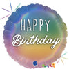 Pastel Rainbow Happy Birthday Foil Balloon Round