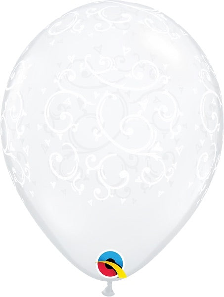 Filigree & Hearts-A-Round Clear Latex Balloon