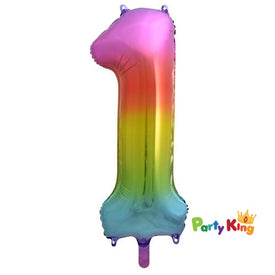 Bright Rainbow “1” Numeral Foil Balloon 86cm (34”)