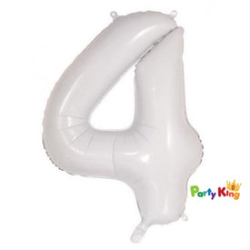 White “4” Numeral Foil Balloon 86cm (34”)