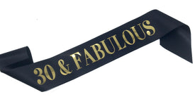 30th & Fabulous Sash Black Gold