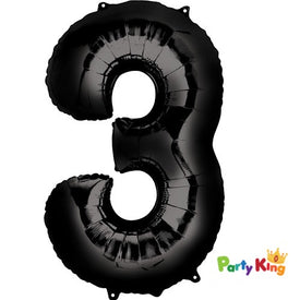 Black “3” Numeral Foil Balloon 86cm (34”)