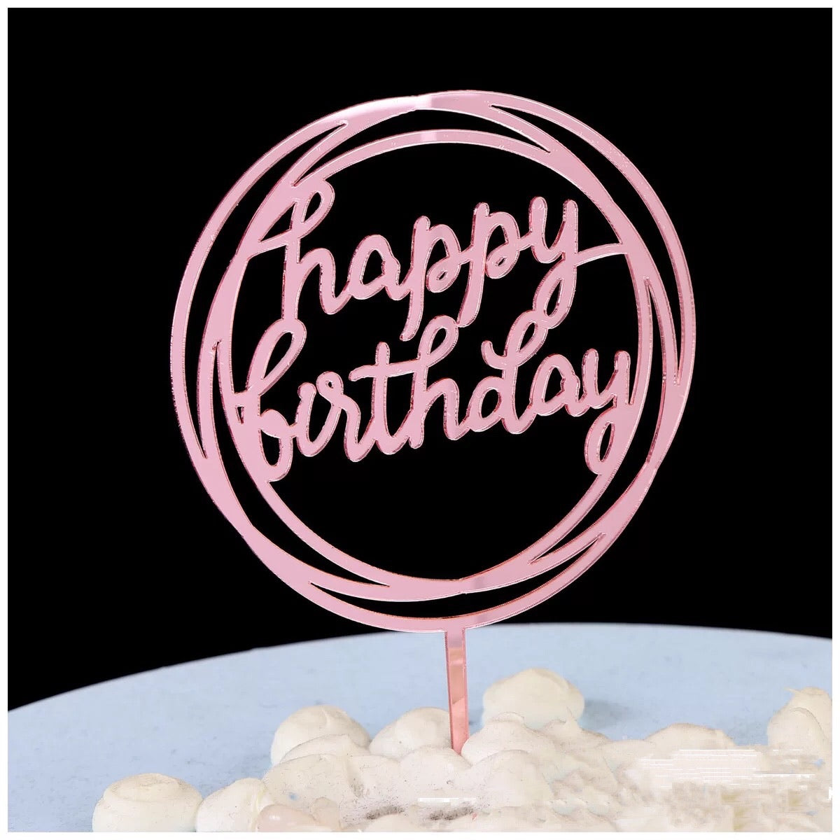 Happy Birthday Double Circle Acrylic Cake Topper