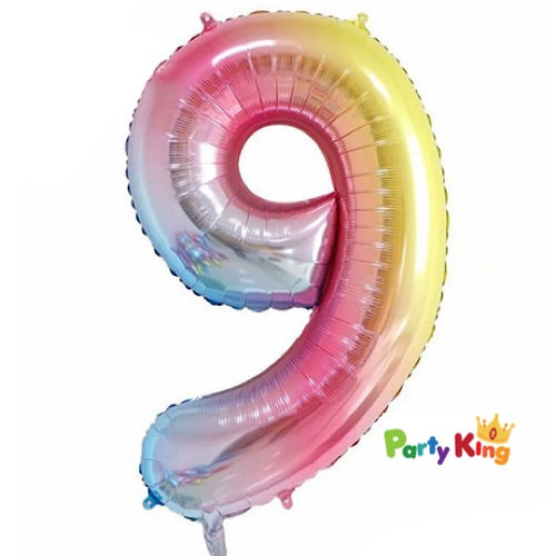 Pastel Rainbow “9” Numeral Foil Balloon 86cm (34”)