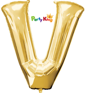 Gold Letter “V” Foil Balloon 16” (35cm)