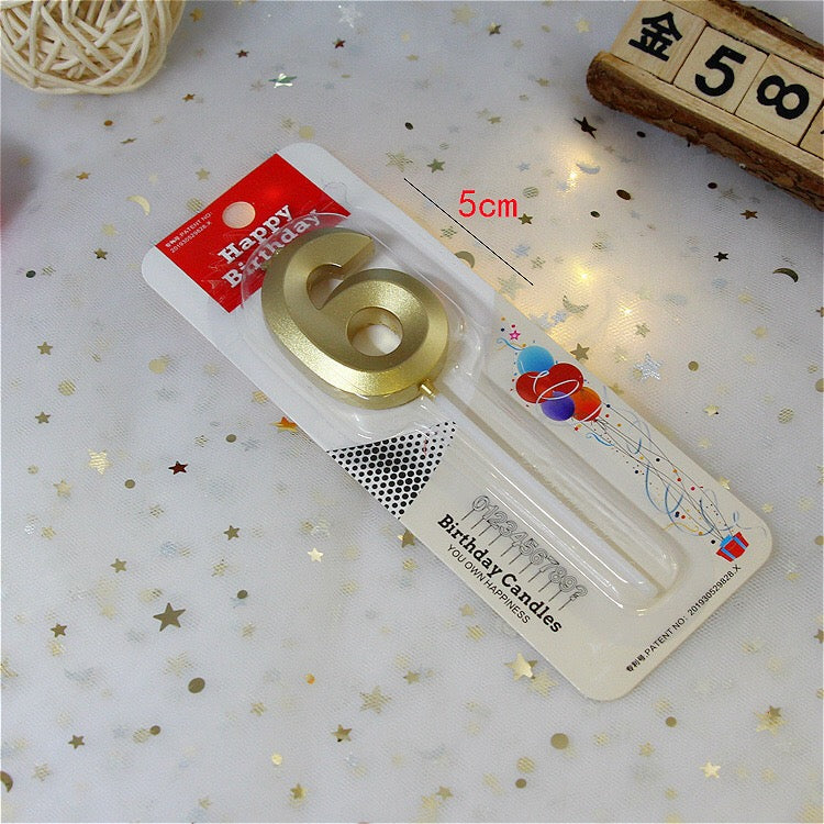 Metallic Number 6 Gold Candle