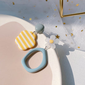 Flower Yellow Un-match Clip Earring