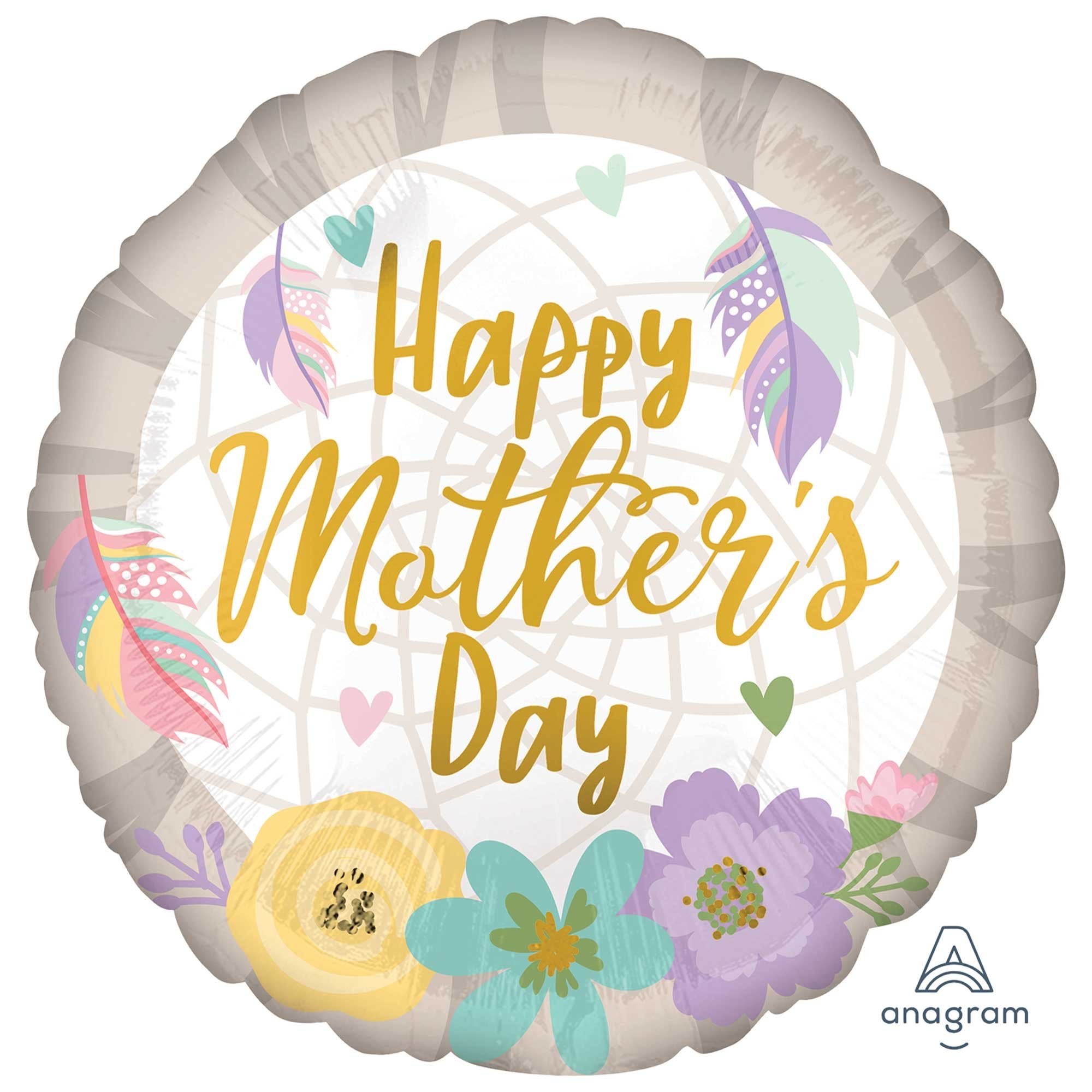 Happy Mother’s Day Feathers & Flowers Foil Balloon