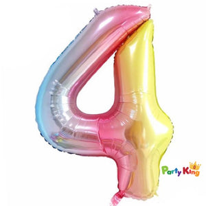 Pastel Rainbow “4” Numeral Foil Balloon 86cm (34”)